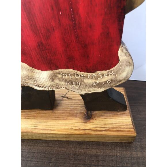 Signed & Numbered Santa Claus Hand painted Wood Folk Art Primitive Christmas VTG - Picture 4 of 5